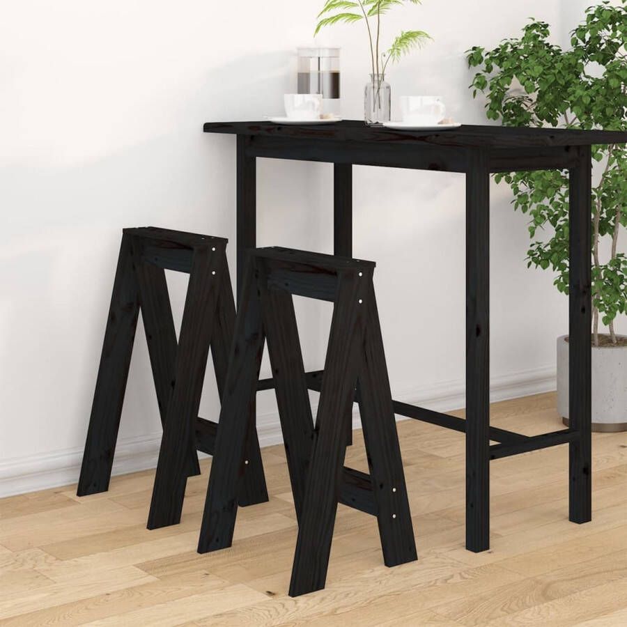 The Living Store Barkrukken Rustiek hout 40 x 40 x 75 cm Massief grenenhout - Foto 2