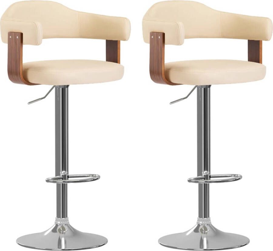 The Living Store Barkrukken Tijdloos comfort Set van 2 Crème bruin 56.5x57.5x(89-111)cm Barstoel Barkruk Keukenstoel Eetkamerstoel Krukken - Foto 3