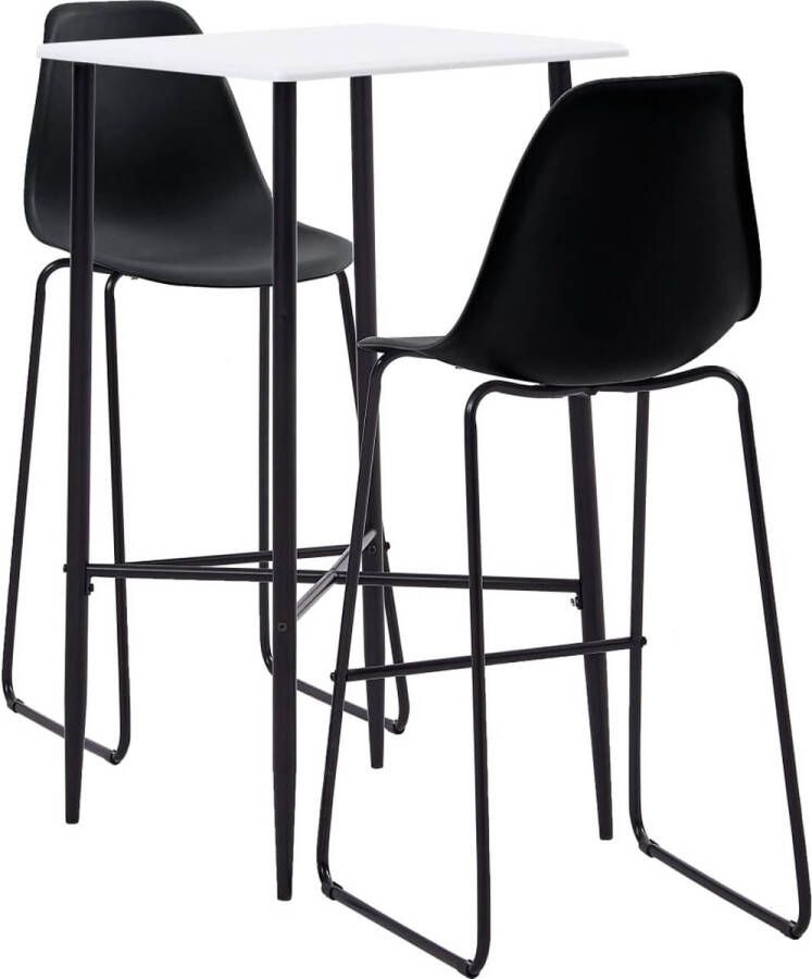 The Living Store Barset Bartafel en Barstoelen Wit 60x60x111 cm Zwart 48x57x112.5 cm Bartafel Barstoelen Eetkamermeubel Salon Meubilair Witte Bartafel