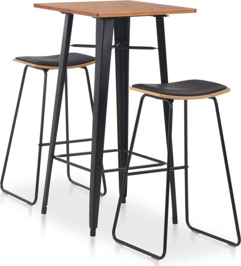 The Living Store Barset Modern design Keuken of eetkamer Gepoedercoat staal Grenenhout Kleur- zwart en bruin Afmetingen tafel- 60 x 60 x 108 (L x B x H) Afmetingen kruk- 45 x 43 x 76 cm (B x D x H) Levering bevat 1 tafel en 2 krukken