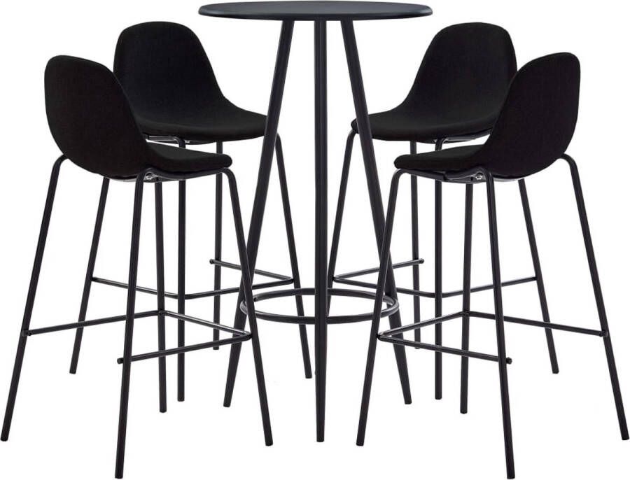The Living Store Barset Modern Zwart Tafel 60x107.5cm Stoelen 51x49x99cm Ergonomisch ontwerp Barset Zwarte Barset Moderne Barset Eetkamerbar Bartafels