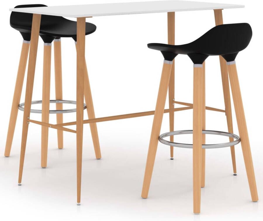 The Living Store Barset Stijlvol Wit 120 x 60 x 105 cm MDF Metaal Beukenhout Barset Barstoel Eetkamerset Houten Meubels Moderne Meubels - Foto 2