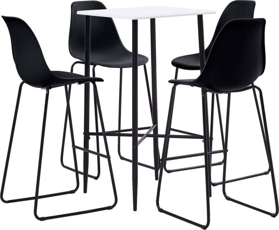 VidaXL 5-delige Barset Bartafel met 4 Barstoelen Bar Set Bartafel Eetkamerstoel Salon Meubilair Witte Bartafel Zwarte Barstoelen Modern Barset Trendy Barset - Foto 2