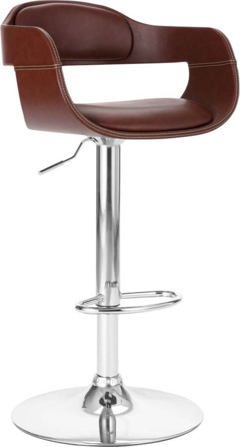 The Living Store Barstoel Bruin Kunstleer 49.5x47.5x(84.5-105.5)cm Met Gasveermechanisme Montage Vereist Barstoelen Bruine Barstoel Kunstlederen Barstoel Ergonomische Barstoel Adjustable Barstool - Foto 2