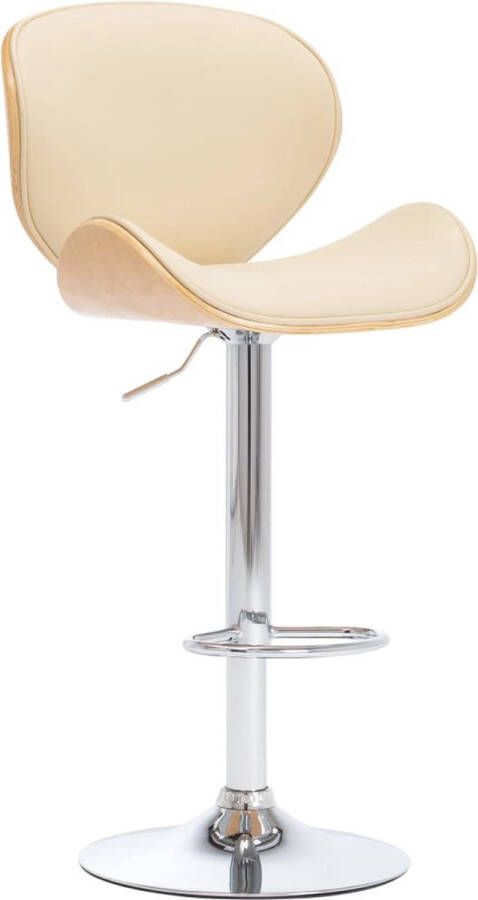 The Living Store Barstoel Classic Stoelen Afmeting 50 x 51 x (95 116) cm Kleur crème Materiaal kunstleer hout en metaal Draagvermogen 110 kg Barstoel Eetkamerstoelen Lounge Stoel Vintage Stoel Creme Kleur - Foto 2