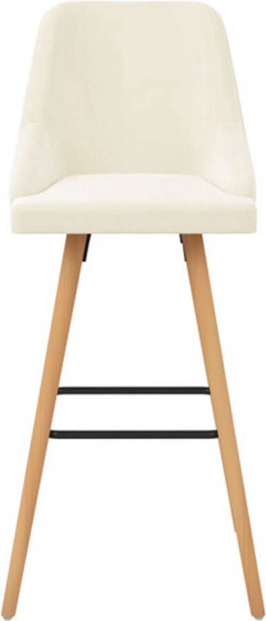 The Living Store Barstoelen Lounge 48x55x106 cm Fluweel Crème - Foto 3