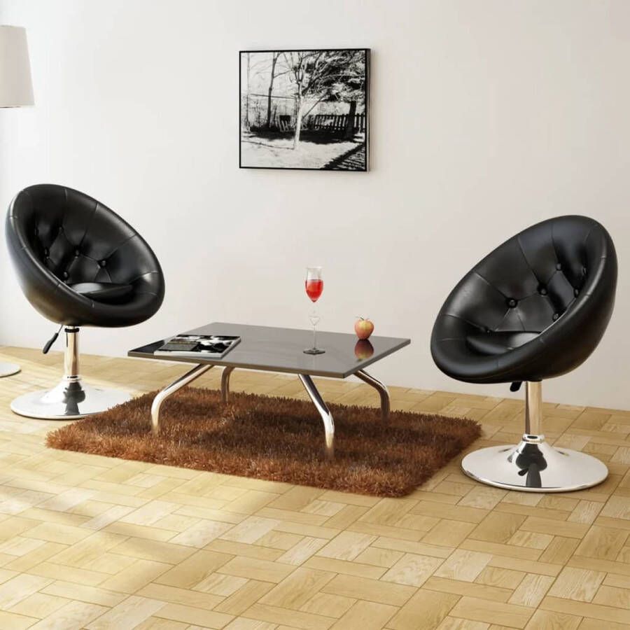 The Living Store Loungestoel Zwart Verstelbaar Stalen Frame Gepolijste Chromen Afwerking 61x58x80-93cm Zitting- 44x34cm Basis- 45cm Hoogte Verstelling- 13cm - Foto 2