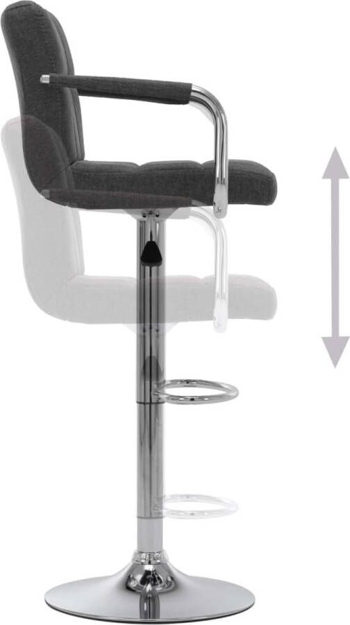 The Living Store Barstoelenset Donkergrijs 53 x 52 x (92-112) cm Verchroomd stalen frame en stoffen bekleding Barstühlen Eetkamerstoelen Moderne Stoelen Design Meubels Lounge Stoelen - Foto 4