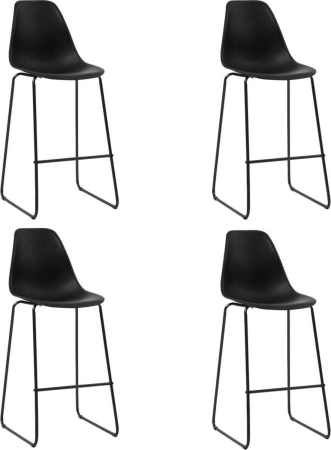 The Living Store Barstoelenset Zwart Kunststof zitting Gepoedercoat metalen poten 48 x 57 x 112.5 cm Barstoelen Barkrukken Zwarte Barstoelen Kunststof Barstoelen Set - Foto 4