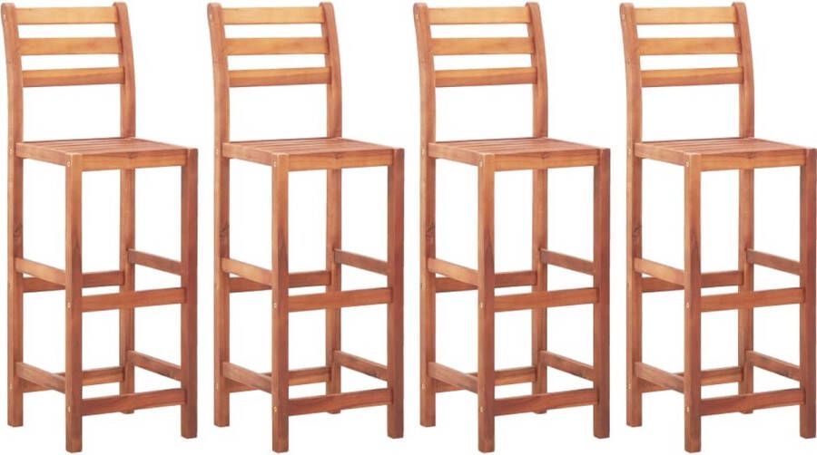 The Living Store Houten Barstoelenset Acaciahout 40 x 36.5 x 110 cm Met Rugleuning Set van 4 Barstoollen Acacia Hout Buitenshuis Meubilair Tuinset Eetkamerstoelen - Foto 2