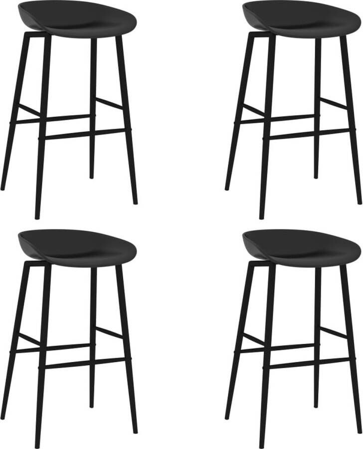The Living Store Barstoelen Set van 4 PP en metaal 48x47.5x95.5 cm zwart - Foto 2