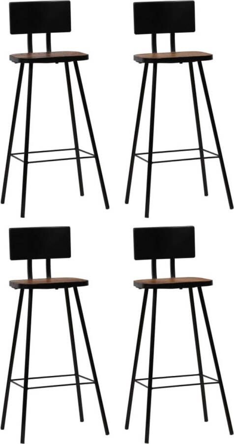 The Living Store Barstoelen Massief gerecycled hout 45 x 36 x 99 cm IndustriÃle stijl Industriele Meubels Vintage Barstoel Bruine Barstool Houten Barstoel Recycled Wood Furniture - Foto 2
