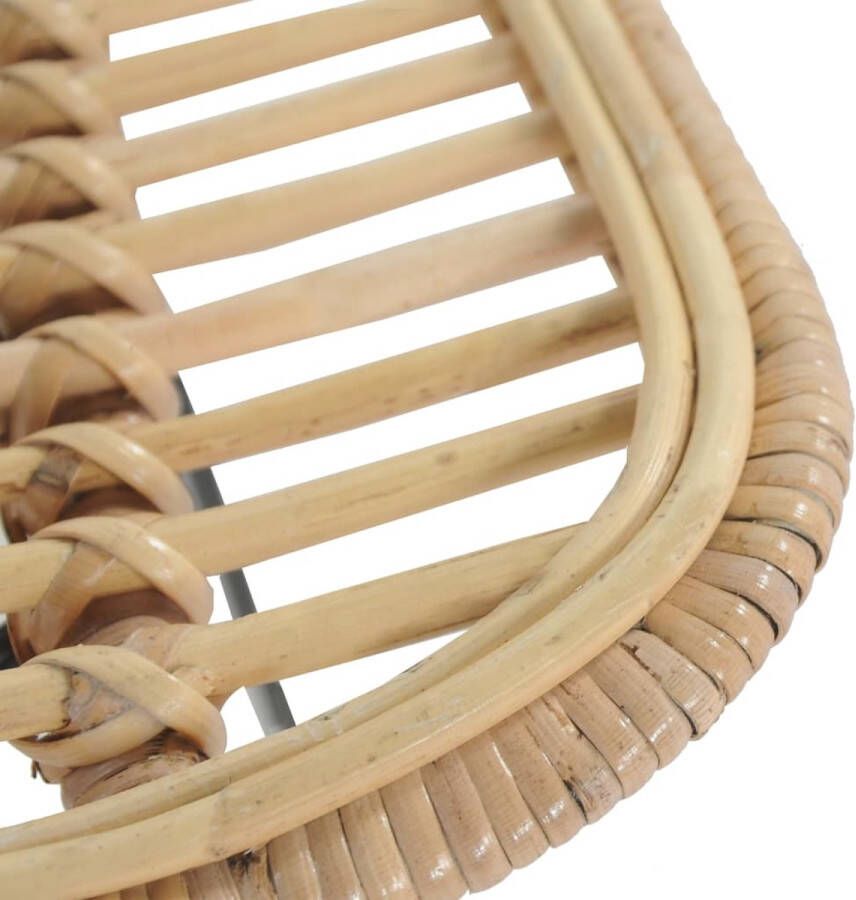 The Living Store Barstoelen Rattan 46 x 48 x 79 cm Comfortabele zitting Sterke metalen poten Rustieke stijl Naturel kleur Set van 2 Barstooi Barkruk Rattan Stoel Houten Stoel Eetkamerstoel - Foto 3