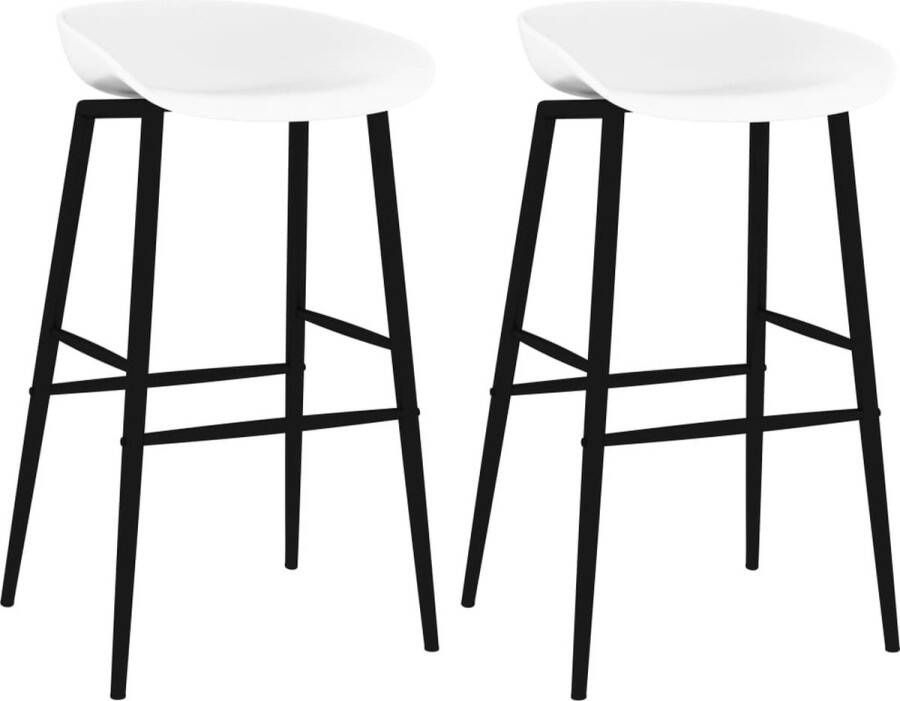 The Living Store Barstoelen Set van 2 PP en metaal 48 x 47.5 x 95.5 cm Wit Ergonomisch ontworpen zitting - Foto 2