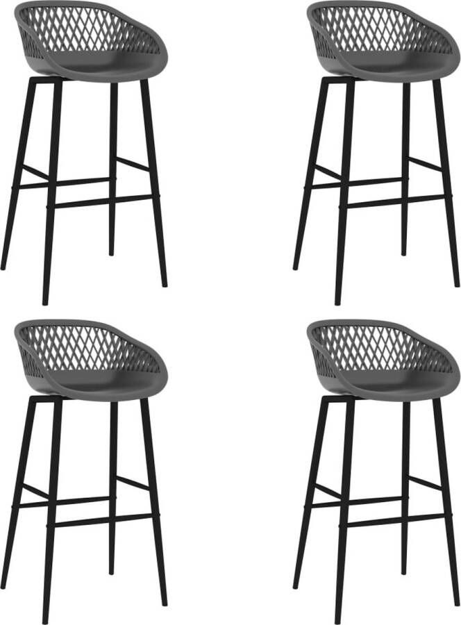 The Living Store Barstoelenset Grijs 48 x 47.5 x 95.5 cm Ergonomisch ontwerp Barstoollen Barkrukken Eetkamerstoelen Keukenstoelen Meubilair - Foto 3