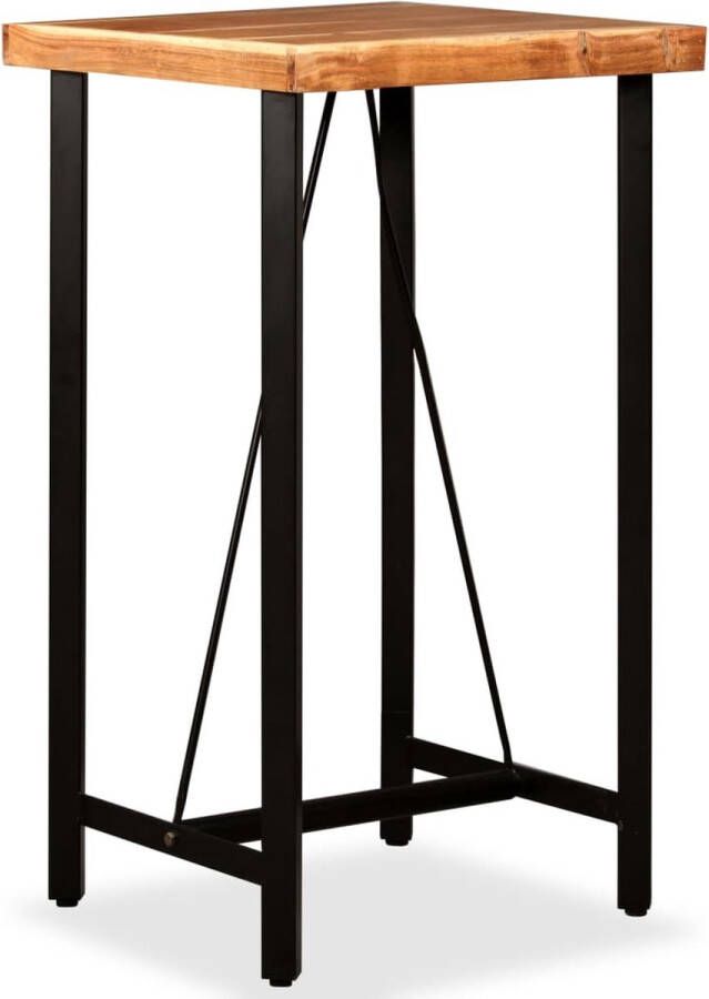The Living Store Bartafel Industrieel 60 x 60 x 107 cm Massief Acaciahout en Staal Industriele Bartafel Acacia Bartafel Industrieel Design Salontafel Kookeiland Tafeltje - Foto 2