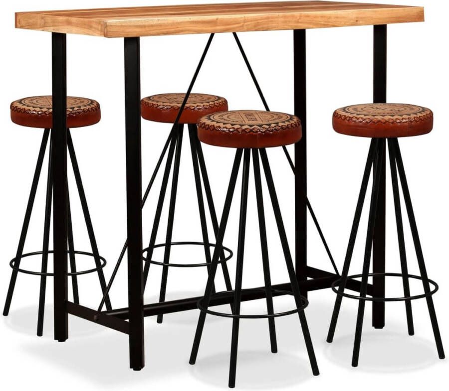 The Living Store Bartafel Industrieel Massief Acaciahout 120x60x107 cm Bruin Zwart - Foto 3