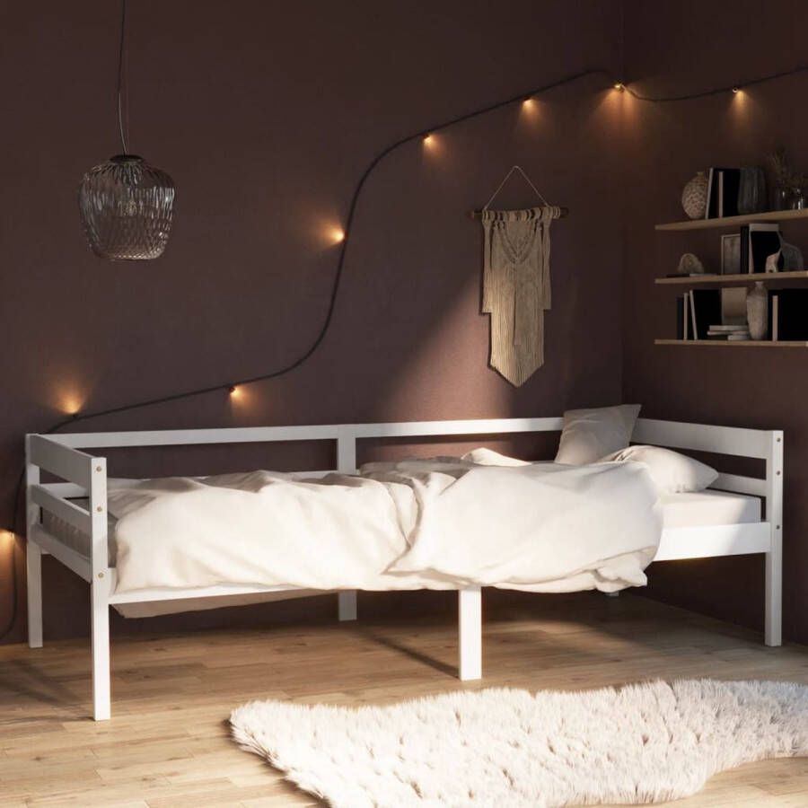 The Living Store Bedframe massief grenenhout wit 90x200 cm Bedframe Bed Frame Bed Frames Bed Bedden 1-persoonsbed 1-persoonsbedden Eenpersoons Bed