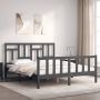 The Living Store Bedframe met hoofdbord massief hout grijs 5 FT King Size Bedframe Bedframes Bed Tweepersoonsbed Slaapkamermeubel Houten Bedframe Houten Bed Bedbodem Massief Houten Bedframe Ledikant Bedframe Met Hoofdeinde - Thumbnail 2