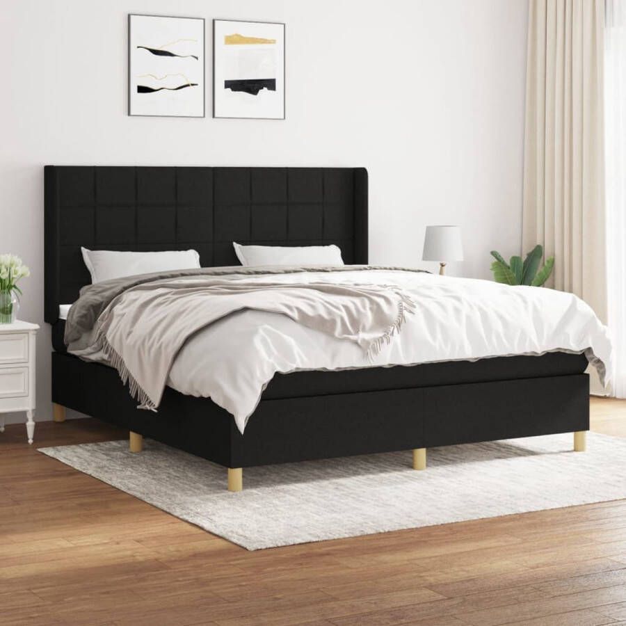 The Living Store Bed Boxspring 203 x 183 x 118 128 cm Pocketvering Middelharde ondersteuning Slijtvaste hoes Boxspring Bed Boxspringbed Tweepersoonsbed Zware Onderstelling