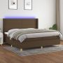 The Living Store Bed Boxspring 203 x 203 x 118 128 cm LED verlichting Pocketvering Huidvriendelijk Donkerbruin Stof (100% polyester) - Thumbnail 1