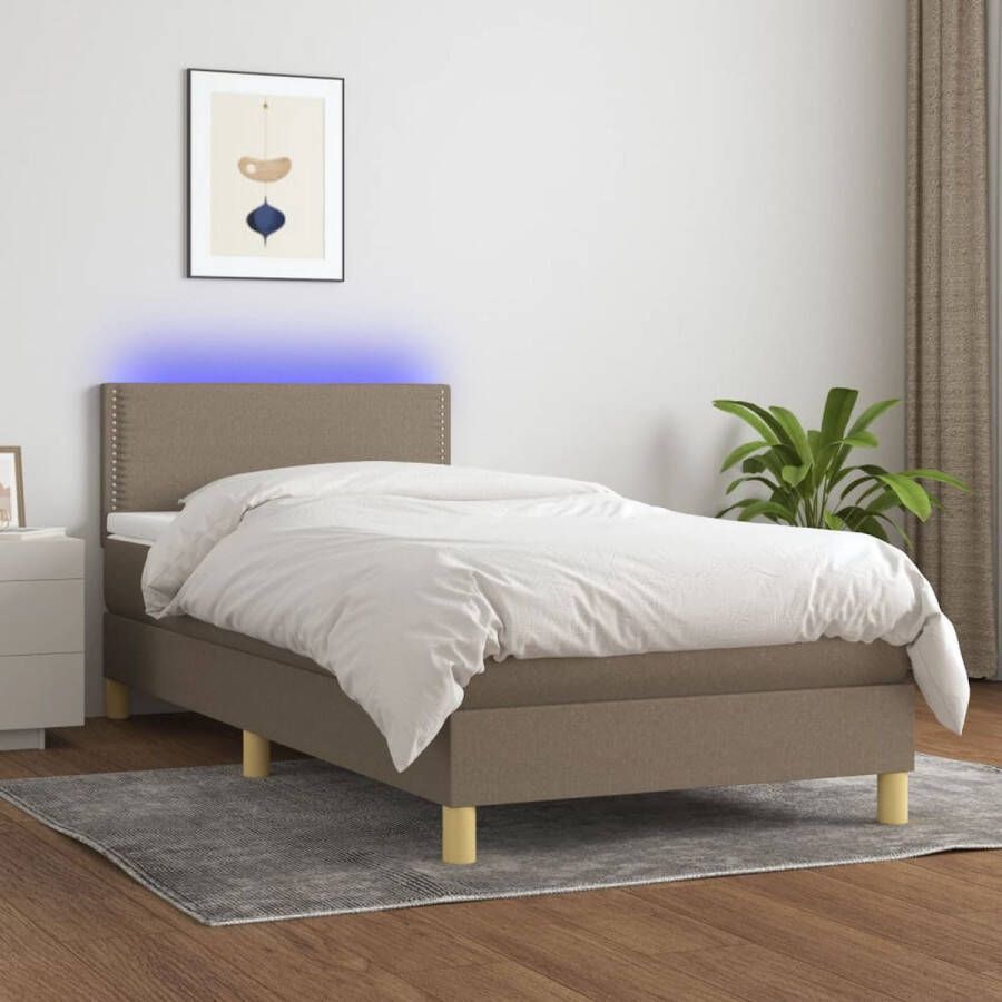 The Living Store Bed Boxspring 203x100 cm LED Duurzaam materiaal Verstelbaar hoofdbord Comfortabele ondersteuning Kleurrijke LED-verlichting Pocketvering matras Huidvriendelijk topmatras