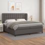 The Living Store Bed Boxspring Kunstleer 203x203x118 128 cm Grijs - Thumbnail 1