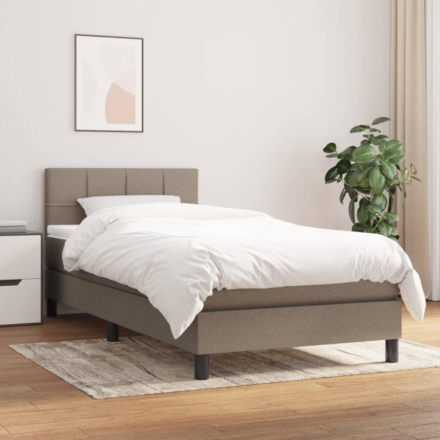 The Living Store Bed Boxspringbed Bed 203 x 100 x 78 88 cm Taupe