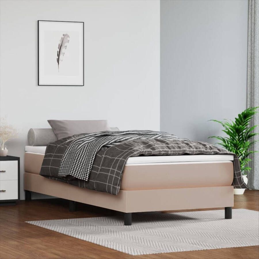 The Living Store Boxspring met matras kunstleer cappuccinokleurig 100x200 cm Boxspring Boxsprings Bed Slaapmeubel Boxspringbed Boxspring Bed Eenpersoonsbed Bed Met Matras Bedframe Ledikant Bedden