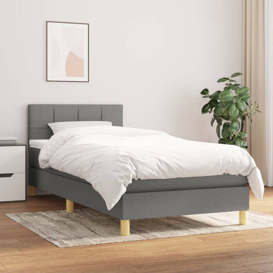 The Living Store Bed Classic Boxspringbed 193x90x78 88 cm Donkergrijs Boxspringbed Donkere Kleuren Tweepersoonsbed Slaapcomfort Pocketed Verenmatras