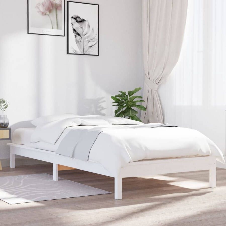 The Living Store Bed Classic Pine 212 x 111.5 x 26 cm White