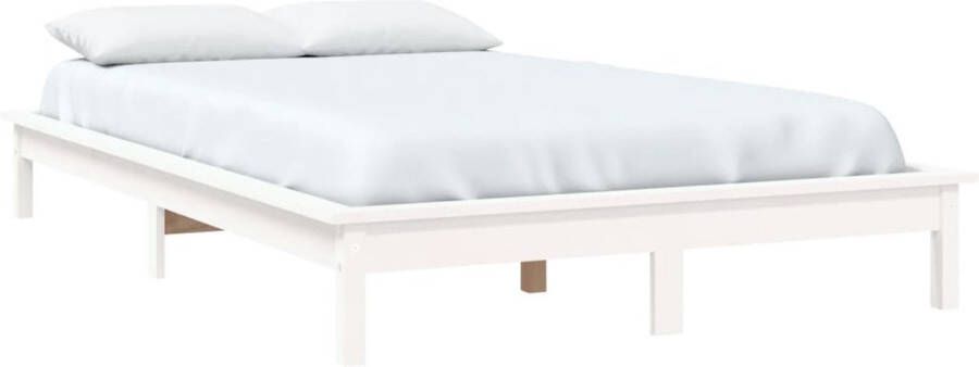 The Living Store Bedframe massief grenenhout wit 200x200 cm Bedframe Bedframes Bed Bedbodem Ledikant Bed Frame Massief Houten Bedframe Slaapmeubel Tweepersoonsbed Bedden Bedbodems - Foto 3