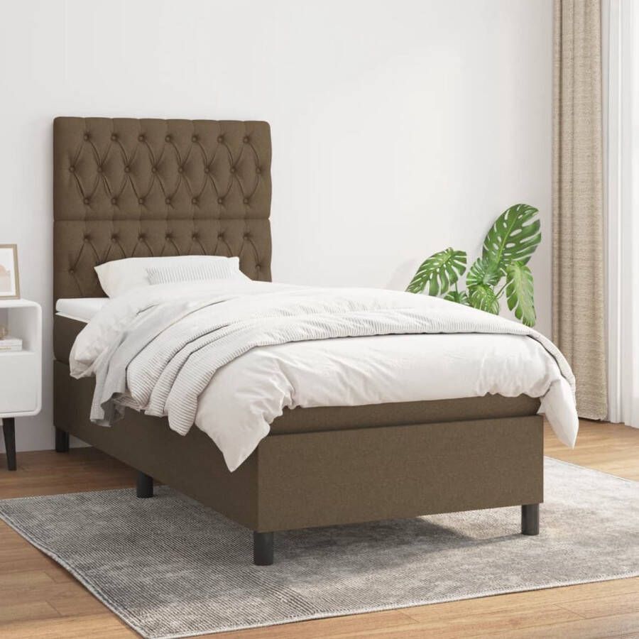 The Living Store Bed Donkerbruin Boxspring 203 x 100 x 118 128 cm Pocketvering