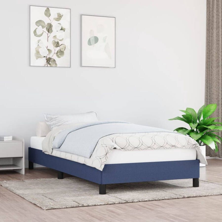 The Living Store Bed Frame Blauw 203 x 103 x 25 cm Stof (100% polyester) Multiplex Geschikte matras- 100 x 200 cm