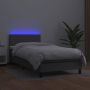 The Living Store Boxspring met matras en LED kunstleer grijs 90x200 cm Boxspring Boxsprings Bed Slaapmeubel Boxspringbed Boxspring Bed Tweepersoonsbed Bed Met Matras Bedframe Ledikant Bed Met LED - Thumbnail 2