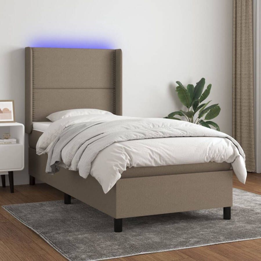 The Living Store Bed Frame Comfy LED Boxspring 203x93x118 128 cm Pocketvering Matras Huidvriendelijk Topmatras