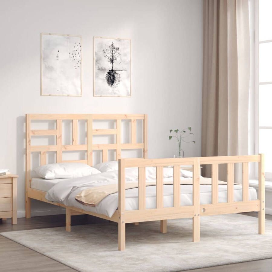 The Living Store Bed Frame Grenenhout 205.5 x 145.5 x 104 cm Multiplex lattenbodem