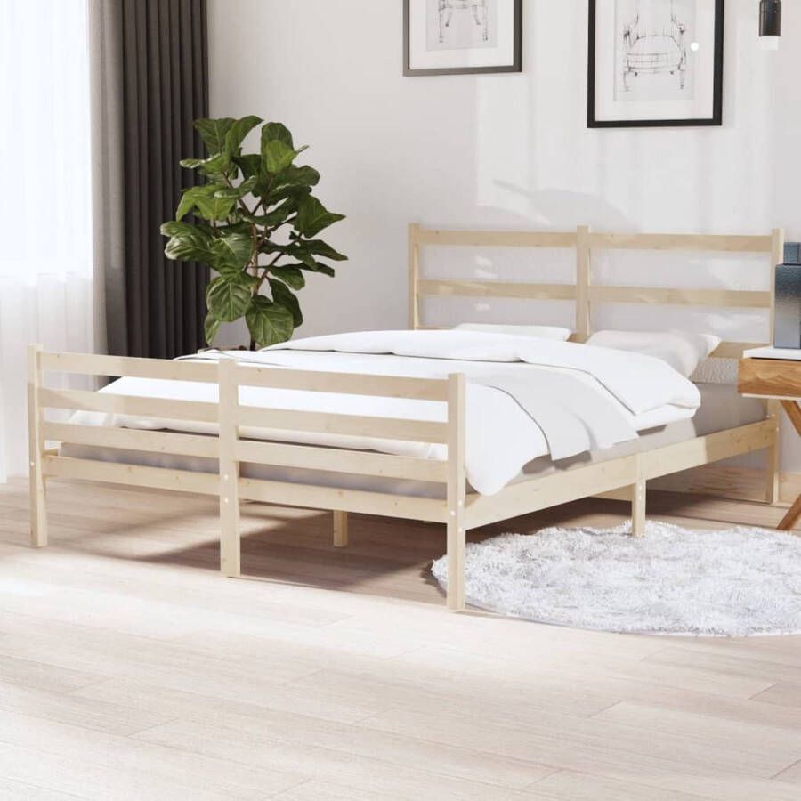 The Living Store Bed Frame Grenenhout 205.5 x 156 x 100 cm 150 x 200 cm King Size