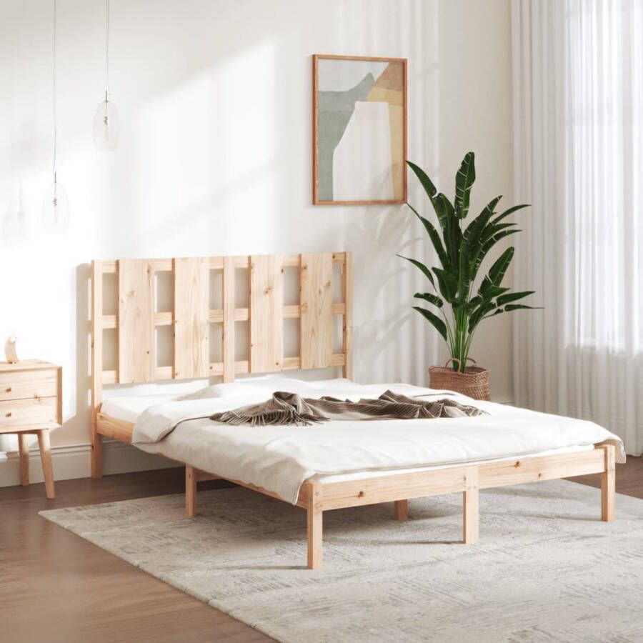 The Living Store Bed Frame Grenenhout Dubbel 195.5 x 140.5 x 100 cm Rustiek interieur Matras niet inbegrepen