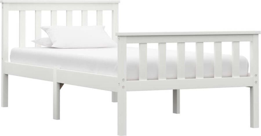 The Living Store Bedframe massief hout wit 100x200 cm Bedframe Bedframes Eenpersoonsbed Bed Bedombouw Frame Bed Frame Ledikant Bedframe Met Hoofdeinde Eenpersoonsbedden Bedden - Foto 4