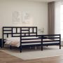 The Living Store Bedframe met hoofdbord massief hout zwart 200x200 cm Bedframe Bedframes Bed Tweepersoonsbed Slaapkamermeubel Houten Bedframe Houten Bed Bedbodem Massief Houten Bedframe Ledikant Bedframe Met Hoofdeinde - Thumbnail 2