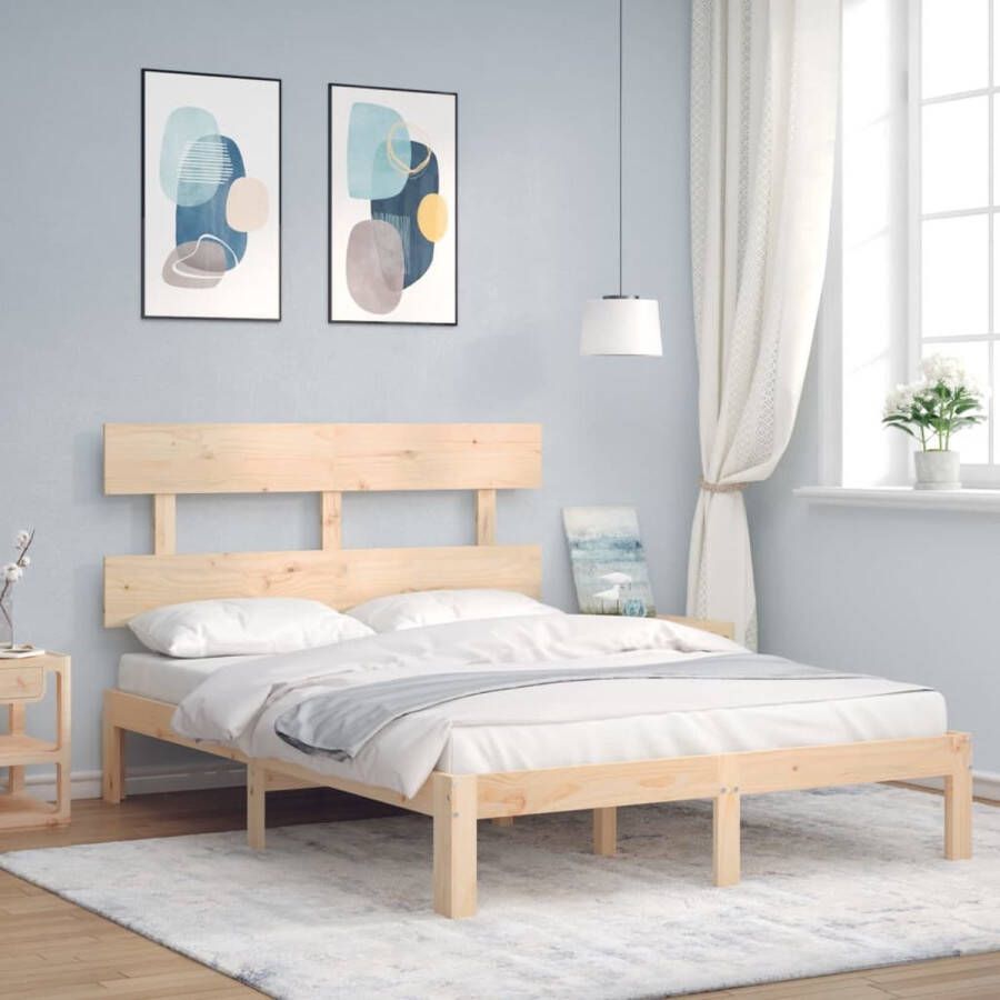 The Living Store Bed Grenenhout 193.5 x 138.5 x 81 cm Multiplex lattenbodem