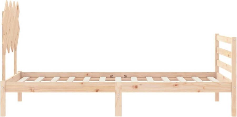 The Living Store Bedframe met hoofdbord massief hout 100x200 cm Bedframe Bedframes Bed Eenpersoonsbed Slaapkamermeubel Houten Bedframe Houten Bed Bedbodem Massief Houten Bedframe Ledikant Bedframe Met Hoofdeinde - Foto 4