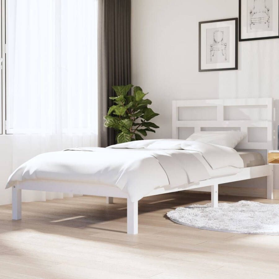 The Living Store Bedframe massief grenenhout wit 90x200 cm Bedframe Bedframes Bed Bedbodem Ledikant Bed Frame Massief Houten Bedframe Slaapmeubel Eenpersoonsbed Bedden Bedbodems - Foto 2