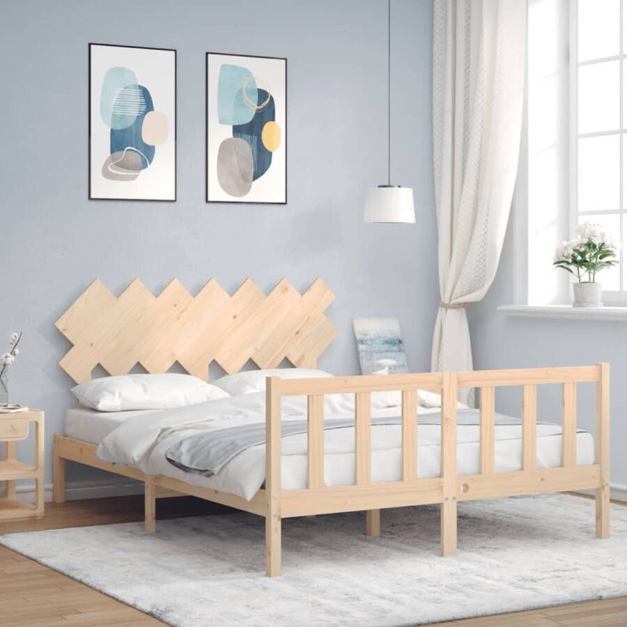 The Living Store Bed Grenenhout Massief Multiplex lattenbodem Functioneel hoofd- en voeteneinde 205.5x155.5x81 cm 150x200 cm matras Montage vereist Massief Hout Bed Grenenhout Bed Slaapcomfort King Size Bed Boxspring Frame - Foto 2