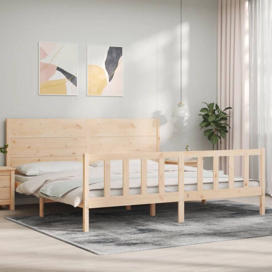 The Living Store Bed Grenenhout Bedframes Afmeting- 205.5 x 205.5 x 100 cm Ken- Onbehandeld