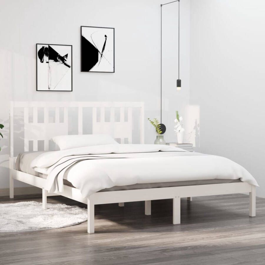 The Living Store Bed Grenenhout Classic s Bedframes 205.5 x 166 x 100 cm Wit