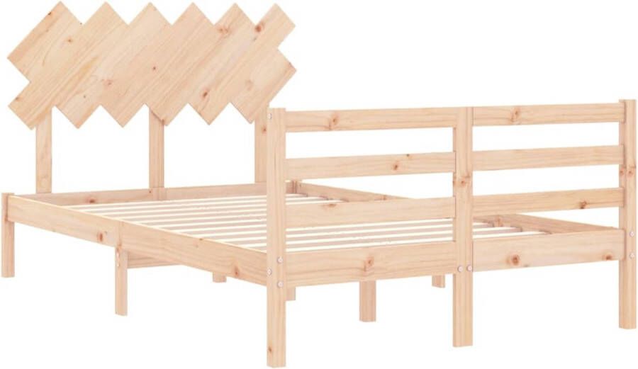 The Living Store Bedframe met hoofdbord massief hout 120x200 cm Bedframe Bedframes Bed Tweepersoonsbed Slaapkamermeubel Houten Bedframe Houten Bed Bedbodem Massief Houten Bedframe Ledikant Bedframe Met Hoofdeinde - Foto 3