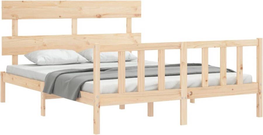 The Living Store Bed Grenenhout Massief Multiplex lattenbodem Functioneel hoofd- en voeteneinde 205.5x155.5x81 cm 150x200 cm matras Montage vereist Massief Hout Bed Grenenhout Bed Slaapcomfort King Size Bed Boxspring Frame - Foto 6