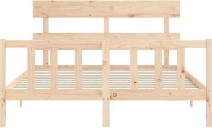 The Living Store Bed Grenenhout Massief Multiplex lattenbodem Functioneel hoofd- en voeteneinde 205.5x155.5x81 cm 150x200 cm matras Montage vereist Massief Hout Bed Grenenhout Bed Slaapcomfort King Size Bed Boxspring Frame - Foto 5